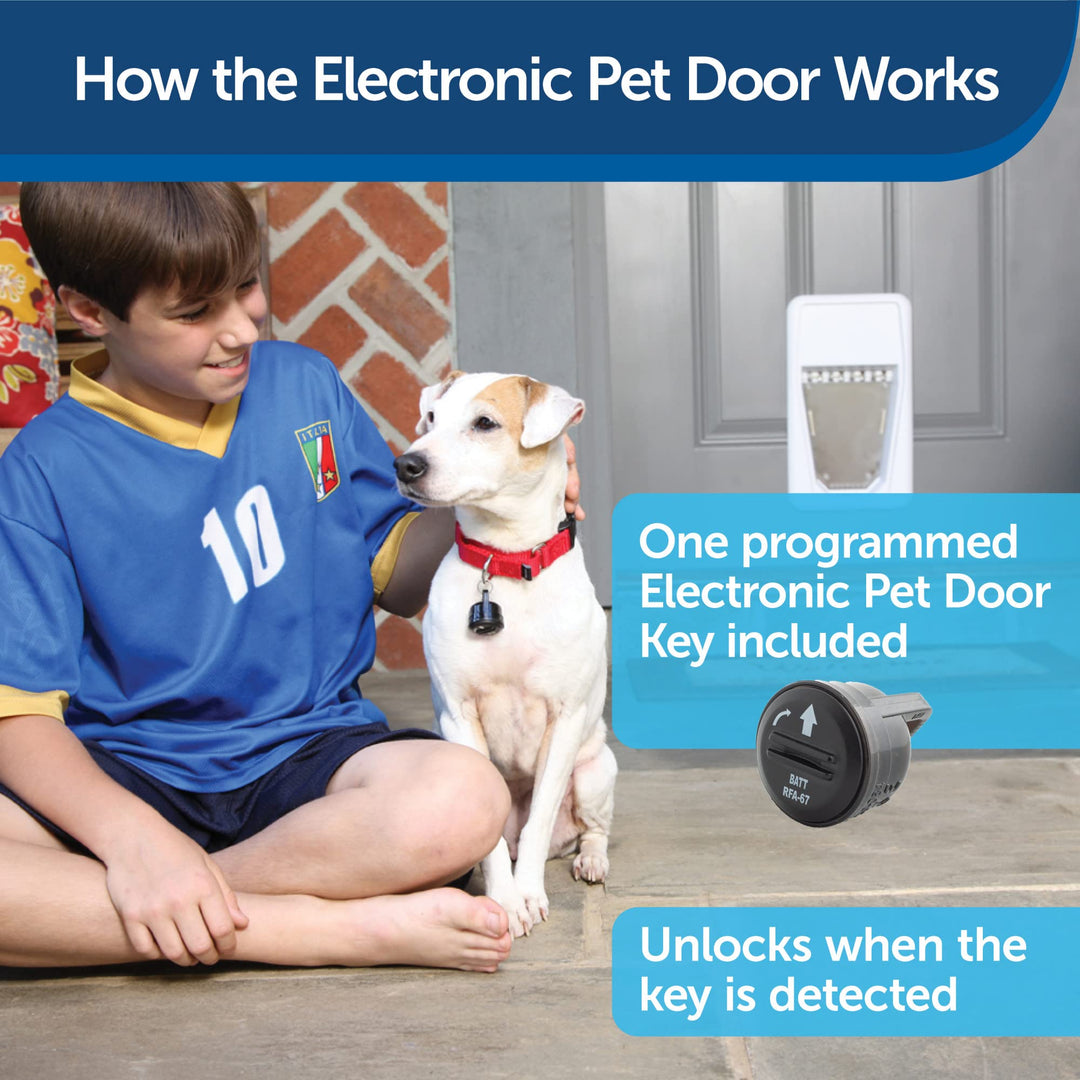 PetSafe Smart Dog Door (Large) Doggie Door with Programmable Selective Entry with Collar Sensor (White)