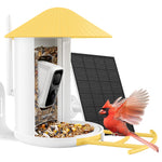 Load image into Gallery viewer, Netvue Birdfy Bird Feeder with Camera and solar panel in a garden setting
