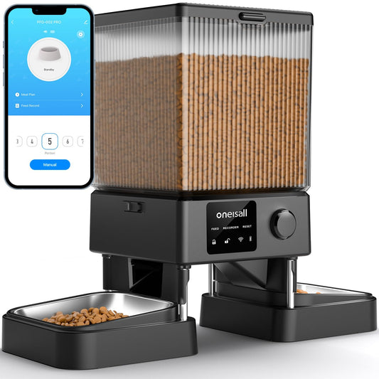 Oneisall Automatic Cat Food Dispenser with 5G Wi-Fi and Voice Recorder