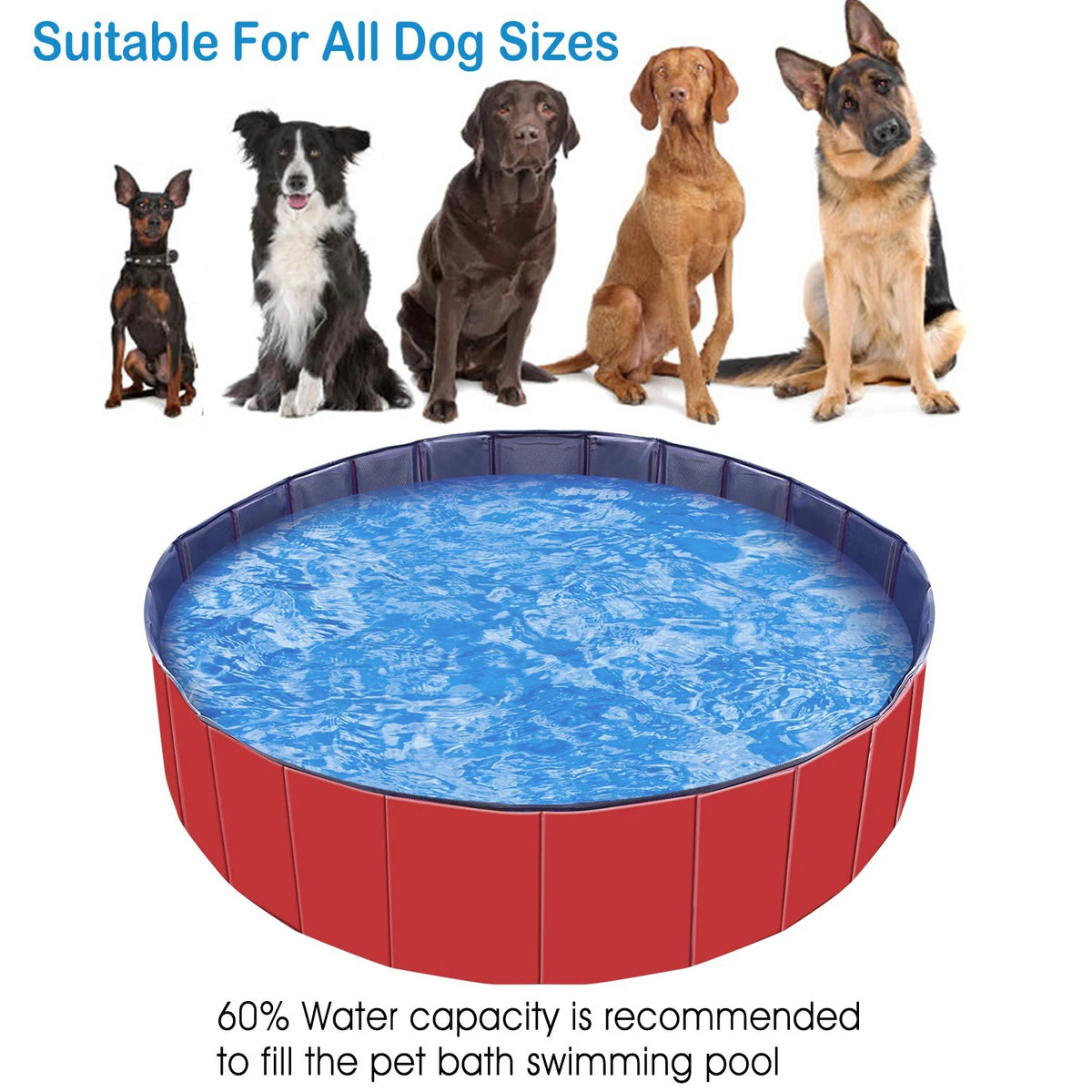 1Pc 160 X 160 X 30Cm-63.0 X 63.0 X 11.8Inch Foldable Pet Swimming Pool PVC Dog Swim Pool Bathing Tub Playmat Pools