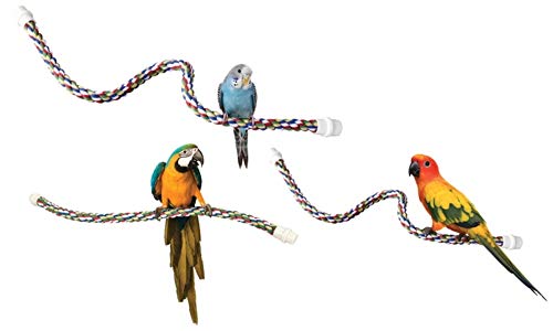 Pet Comfy Perch For Birds Flexible Multi-Color Rope, Medium - 32" Length