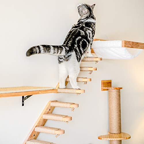 Cat Climbing 4 Step Shelf Wall Mounted Perch Stairway with Jute Scratching