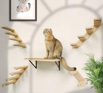 Load image into Gallery viewer, Cat Climbing Stair Shelf Wall Mounted Reversible Left &amp; Right Direction, Cat Stairway Shelf for Climbing with Sisal Rope Ladder Cat Wall Furniture
