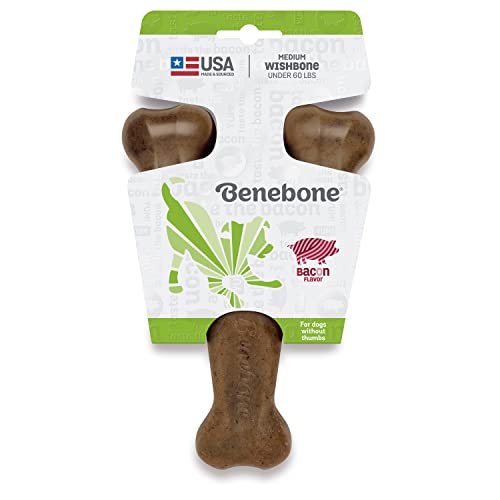 Medium Benebone Bacon Chew Toy for Aggressive Chewers - USA Made