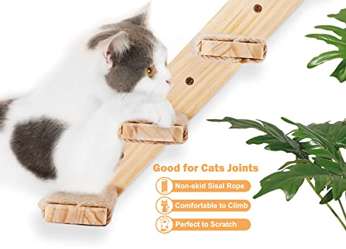 Cat Climbing Shelves Wall Mounted 2PCS & Four-Step Stair – Reversible, Jute Scratch Ladder, & Cozy Cat Perch Furniture