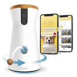 Load image into Gallery viewer, Furbo 360° Rotating Smart Dog Camera Treat Dispenser w/Subscription Required: Home Emergency Alerts w/Phone App | 2-Way Audio, Dog Tracking &amp; Treat Toss | Bark Detection [Premium Safety Package 2023]
