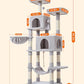 66.2" Multi-Level Cat Tree – Plush Tower with 12 Scratching Posts, 2 Perches, 2 Caves, Hammock & 2 Pompoms – Cozy Indoor Cat Condo in Light Gray! 🐾