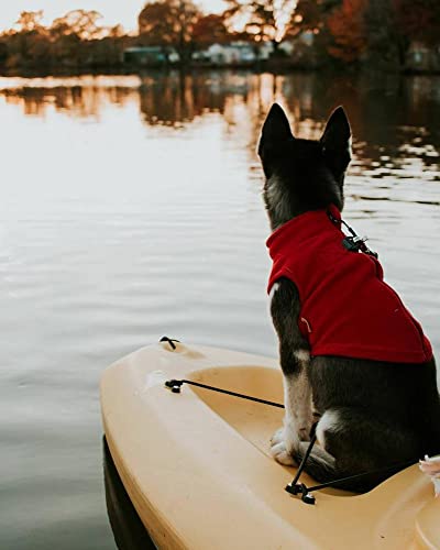 Red Zip-Up Fleece Dog Sweater with Leash Rings - Medium Size