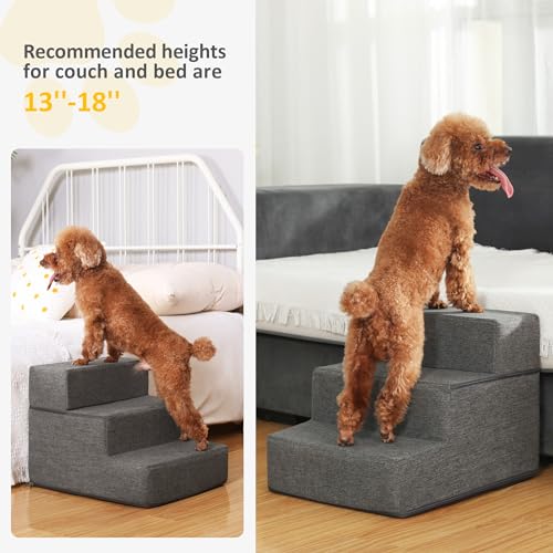 Pet Stairs - Foam Steps for Couch/Bed, Non-Slip & Washable Cover