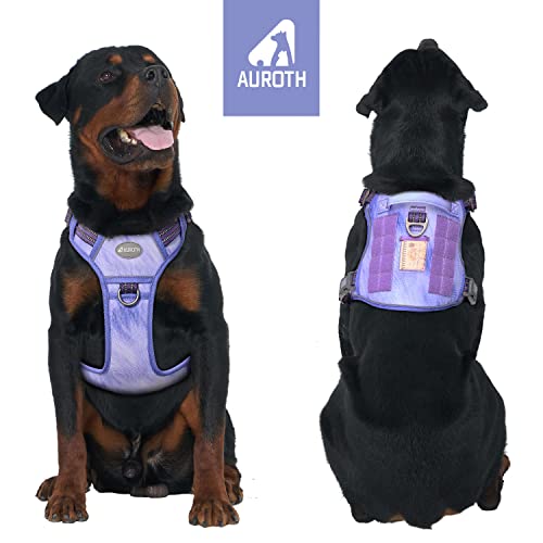 Auroth Tactical Dog Harness for Small Medium Large Dogs No Pull Adjustable Pet Harness Reflective K9 Working Training Easy Control Pet Vest Military Service Dog Harnesses L, Very Peri