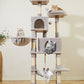 66.2" Multi-Level Cat Tree – Plush Tower with 12 Scratching Posts, 2 Perches, 2 Caves, Hammock & 2 Pompoms – Cozy Indoor Cat Condo in Light Gray! 🐾