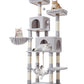66.2" Multi-Level Cat Tree – Plush Tower with 12 Scratching Posts, 2 Perches, 2 Caves, Hammock & 2 Pompoms – Cozy Indoor Cat Condo in Light Gray! 🐾