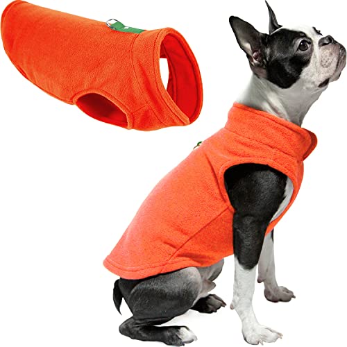 Pumpkin Fleece Dog Vest with Leash Ring - Large