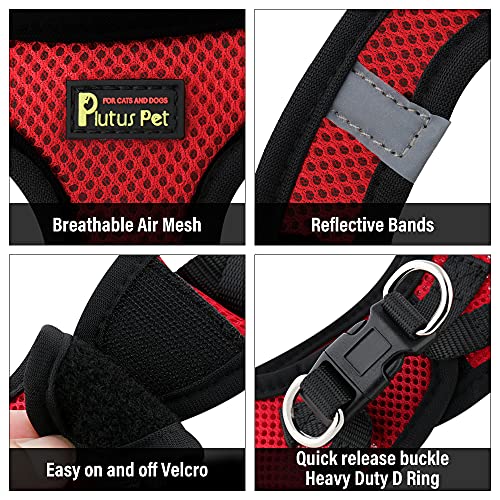 Plutus Pet Step-in Dog Harness, Adjustable Reflective Soft Dog Harness, Breathable Dog Vest Harness for Cats Puppy and Small Medium Dogs(S, Red)