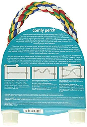 Pet Comfy Perch For Birds Flexible Multi-Color Rope, Medium - 32" Length