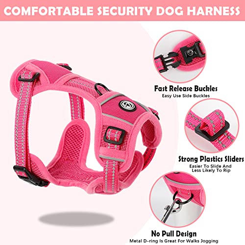 No Pull Dog Harness Dog Harness for Small Dogs Step-in Air Dog Harness All Weather Mesh Vest Harness for Small and Medium Dogs Adjustable Reflective Pet Walking Harness for Training (Rose, Small)