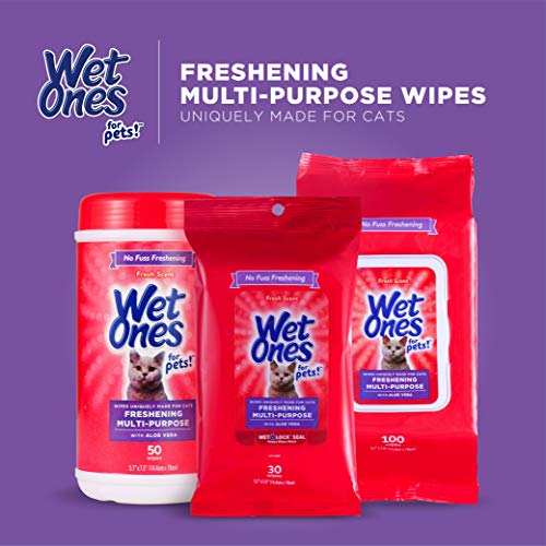 Freshening Cat Grooming Wipes with Aloe Vera | 100 ct Pouch