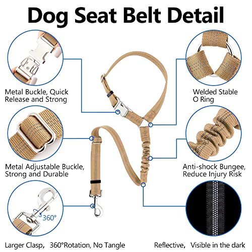 Adjustable Vehicle Seatbelt Harness with Elastic Bungee for Car Ride Safety