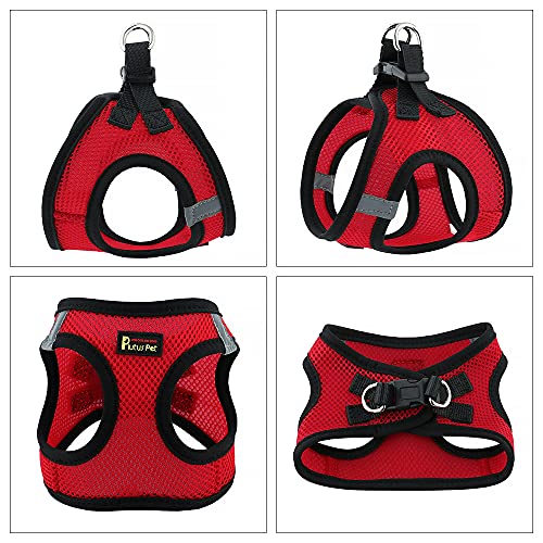 Plutus Pet Step-in Dog Harness, Adjustable Reflective Soft Dog Harness, Breathable Dog Vest Harness for Cats Puppy and Small Medium Dogs(S, Red)