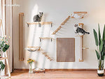 Load image into Gallery viewer, FUKUMARU 36.6&quot; Wall-Mounted Cat Activity Tree – Pine Hammock, Jute Scratching Post &amp; Modern Feline Furniture
