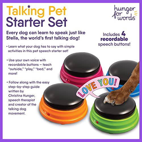 Pet Talk Buttons - 4 Piece Set for Dog Training and Communication