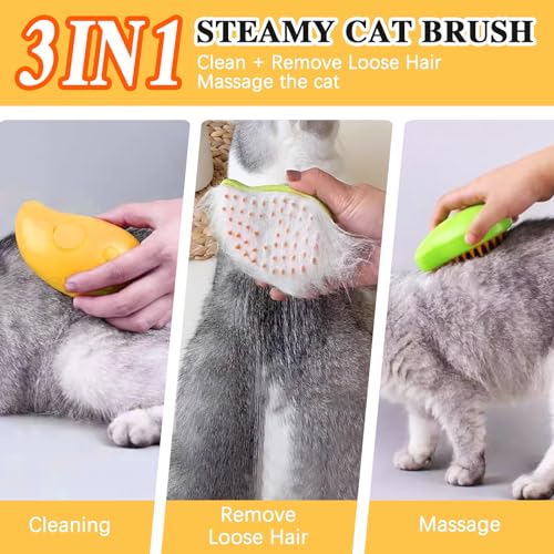 Cat Steam Brush: Hair Removal Steamy Pet Brush 3-in-1 Self-Cleaning Grooming Innovative Tool