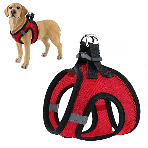 Plutus Pet Step-in Dog Harness, Adjustable Reflective Soft Dog Harness, Breathable Dog Vest Harness for Cats Puppy and Small Medium Dogs(S, Red)