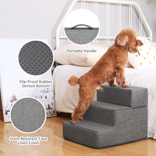 Pet Stairs - Foam Steps for Couch/Bed, Non-Slip & Washable Cover