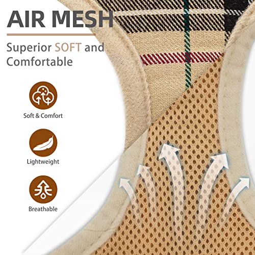 PUPTECK Soft Mesh Dog Harness and Leash Set Pet Puppy Cat Comfort Padded Vest No Pull Harnesses, Beige, S