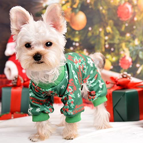 Christmas Dog Pajamas for Small Pets - Green, X-Small