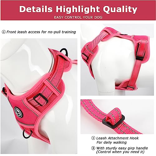 No Pull Dog Harness Dog Harness for Small Dogs Step-in Air Dog Harness All Weather Mesh Vest Harness for Small and Medium Dogs Adjustable Reflective Pet Walking Harness for Training (Rose, Small)