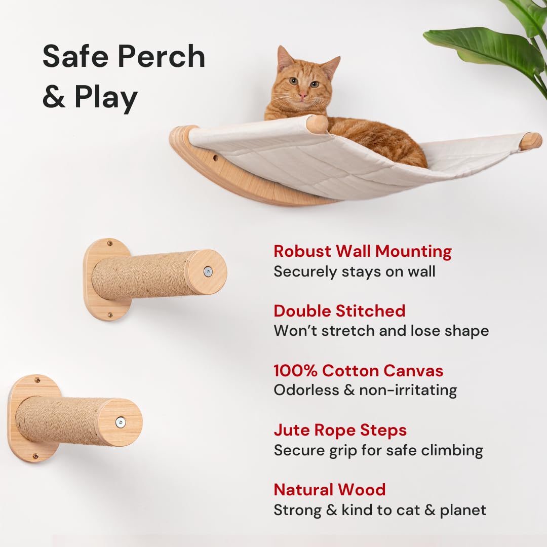 Cat Hammock Wall Mounted 2 Step Shelf Cat with Two Steps