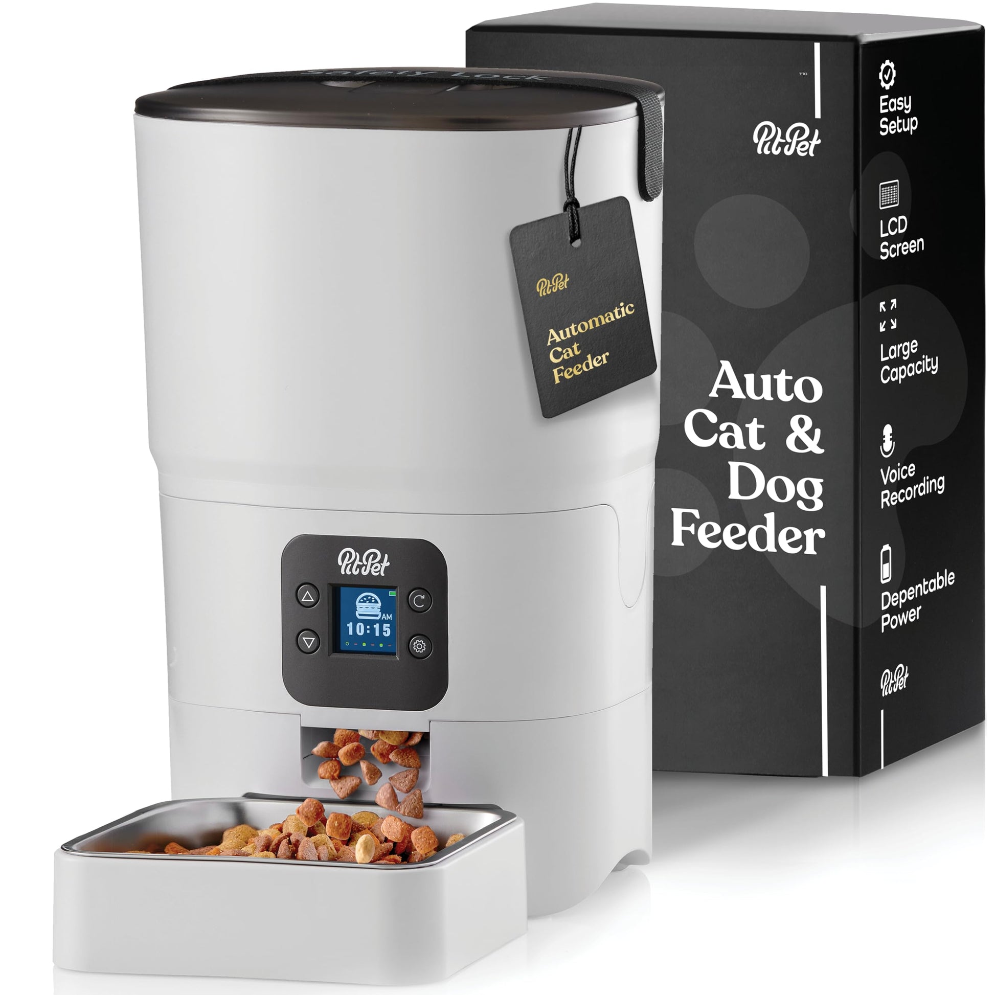 Smart Automatic Dog & Cat Feeder with Voice Recording, Portion Control, and Timed Feeding.