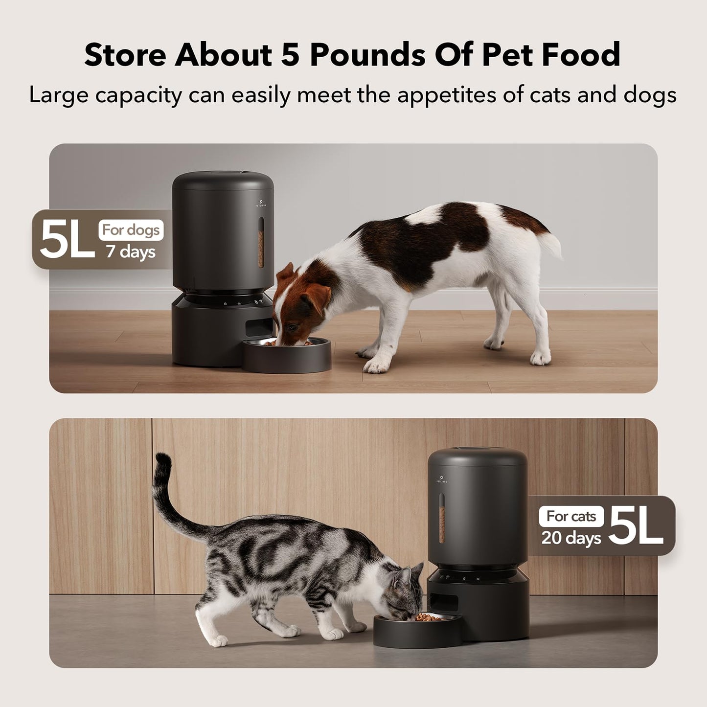 Petlibro Automatic Dog/Cat Feeder - 5G WiFi, 5L, Freshness Preservation, Timed