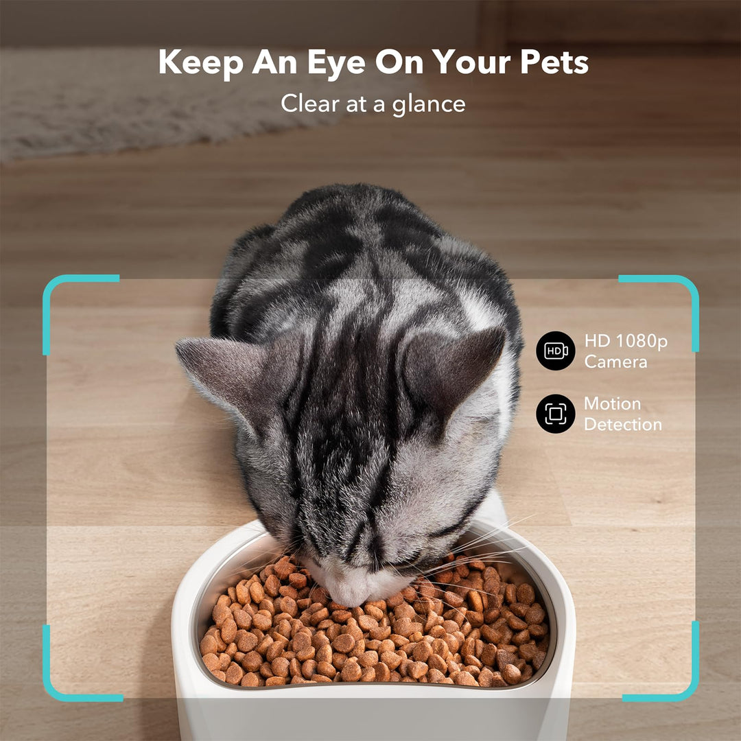 PETLIBRO Automatic Cat Feeder with Camera, 1080P HD Video with Night Vision, 5G WiFi Pet Feeder with 2-Way Audio, Low Food & Blockage Sensor, Motion & Sound Alerts for Cat & Dog Single Tray