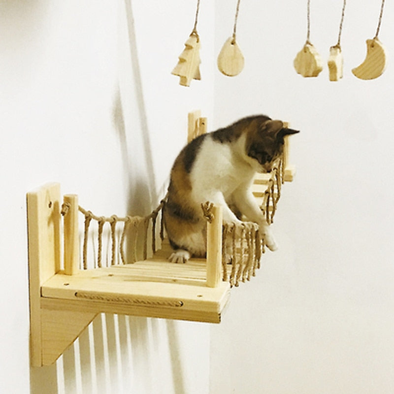 Cat Climbing Wooden Climbing Fun Bridge