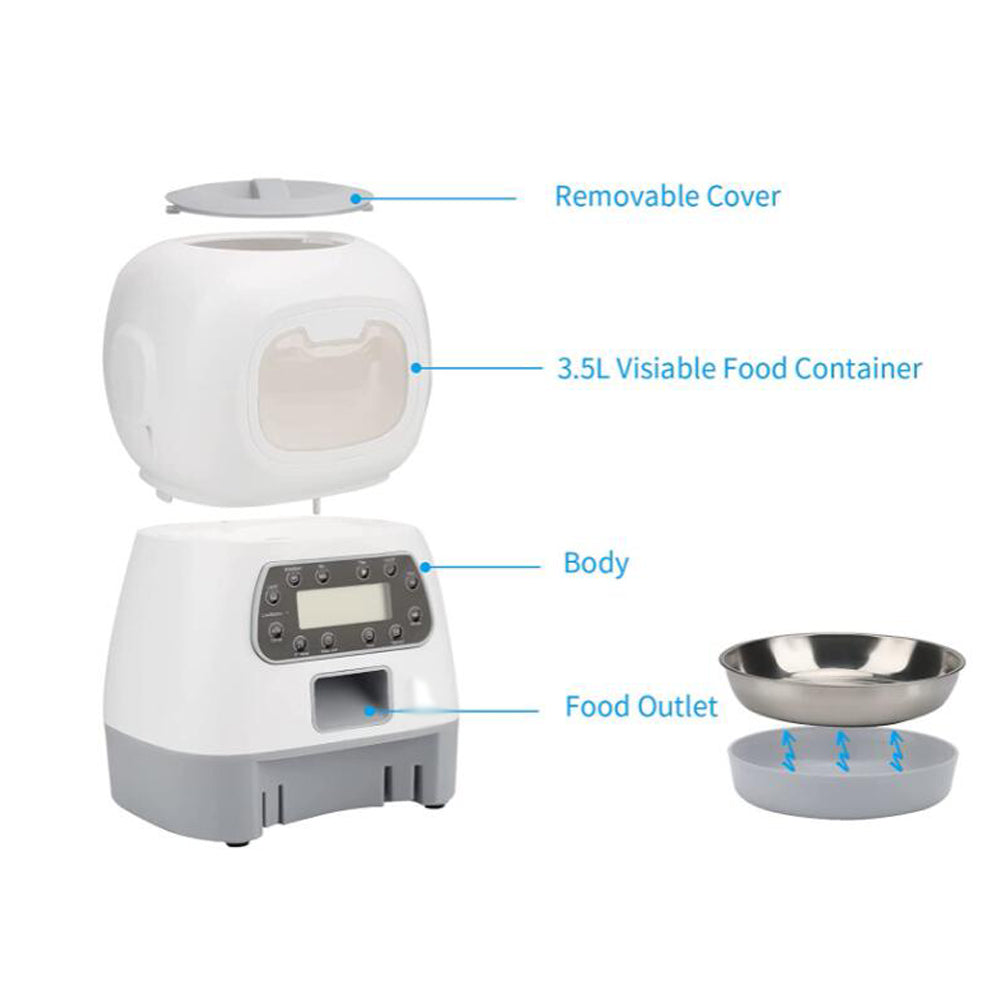 3.5L Automatic Pet Smart Auto Feeder with Stainless Steel Bowl - Shopper Bear Store